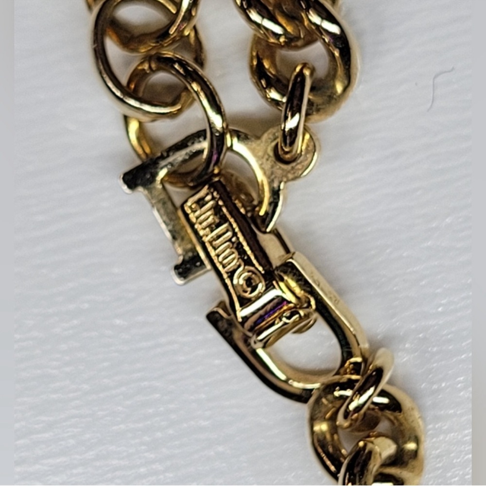 Christian Dior Gold Platted Necklace With Black Enamel And Rhinestones - Picture 3 of 3